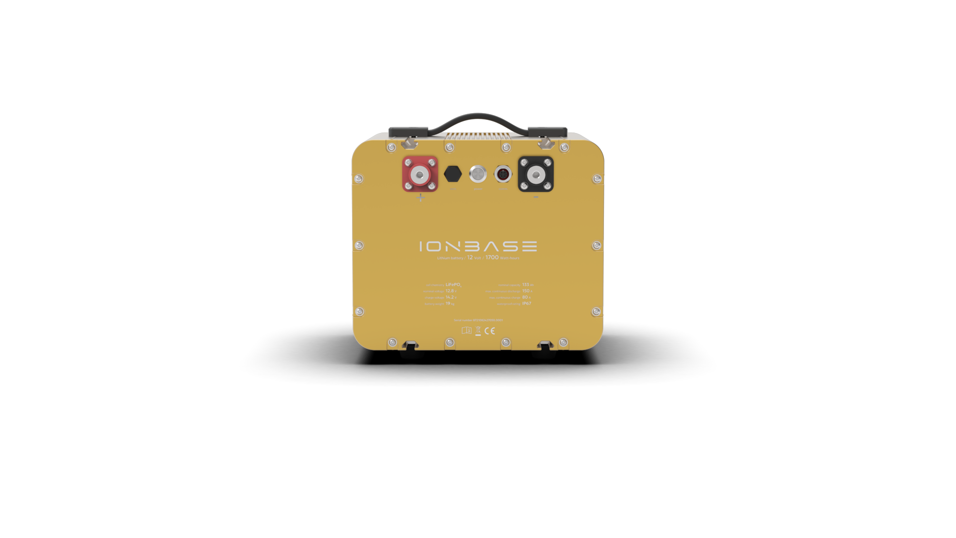IONBASE Lithium Battery 12V 1700Wh 133Ah Gold - Front view