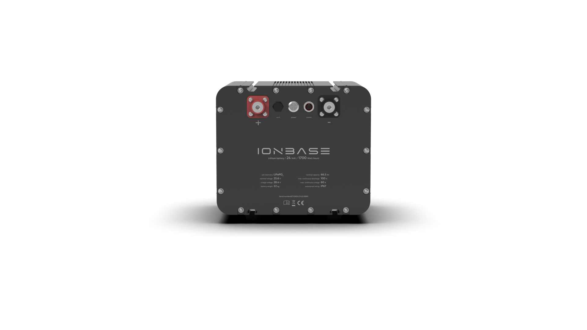 IONBASE Lithium Battery 24V 1700Wh Black - Front view